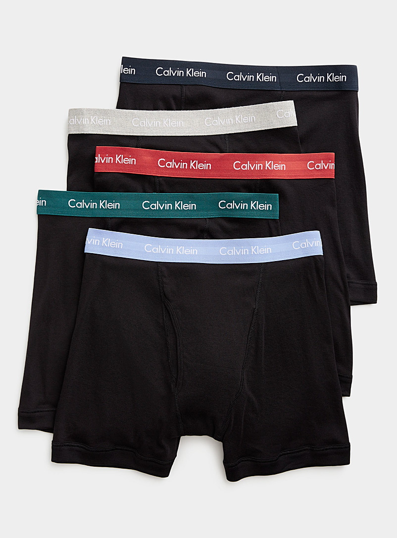 Calvin Klein Assorted black  Colourful band pure cotton boxer briefs 5-pack for men