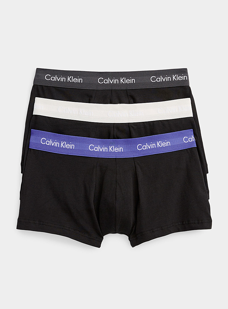Calvin Klein Assorted black  Low-rise stretch cotton trunks 3-pack for men