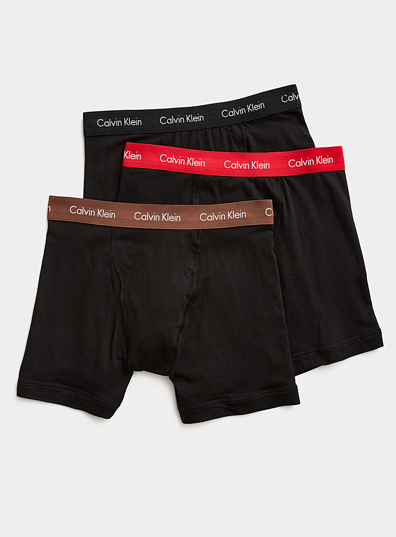 Calvin Klein: Les boxeurs longs Cotton Stretch Emballage de 3 Noir assorti pour homme