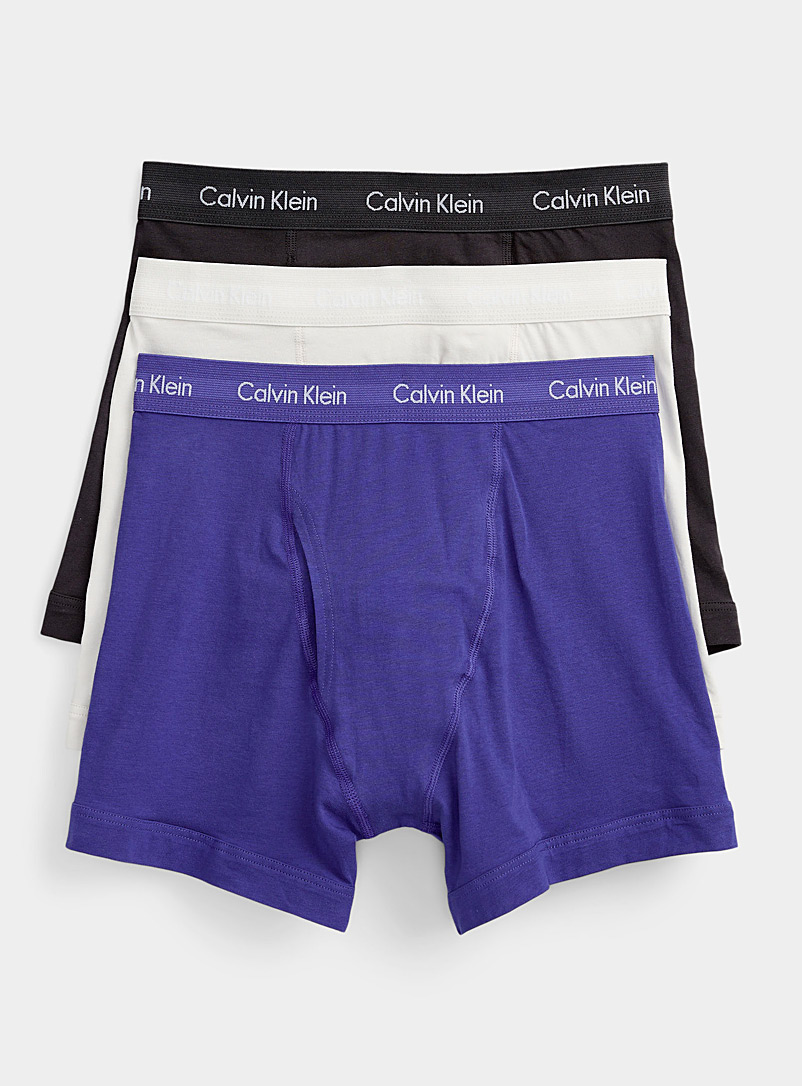 Calvin Klein Assorted blue Stretch cotton solid boxer briefs 3-pack for men