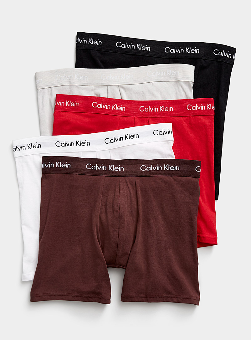 Calvin Klein: Les boxeurs longs classiques unis Emballage de 5 Rouge assorti pour homme