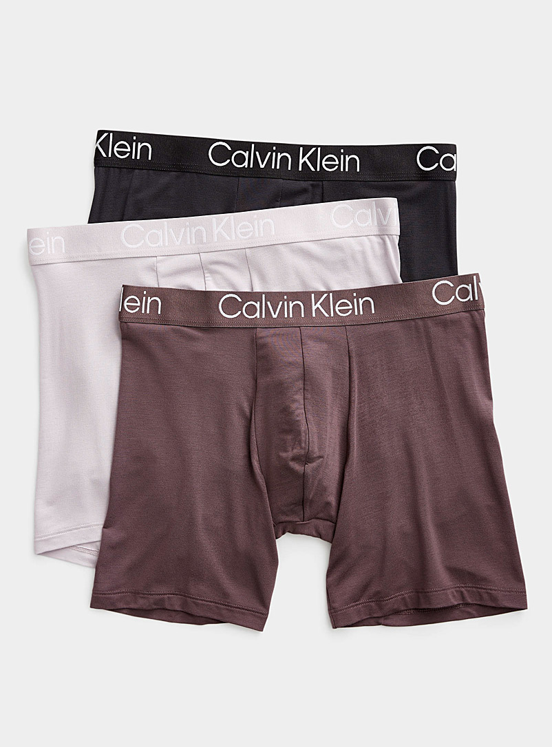 Calvin Klein: Les boxeurs longs modal retransformé Emballage de 3 Pourpre assorti pour homme