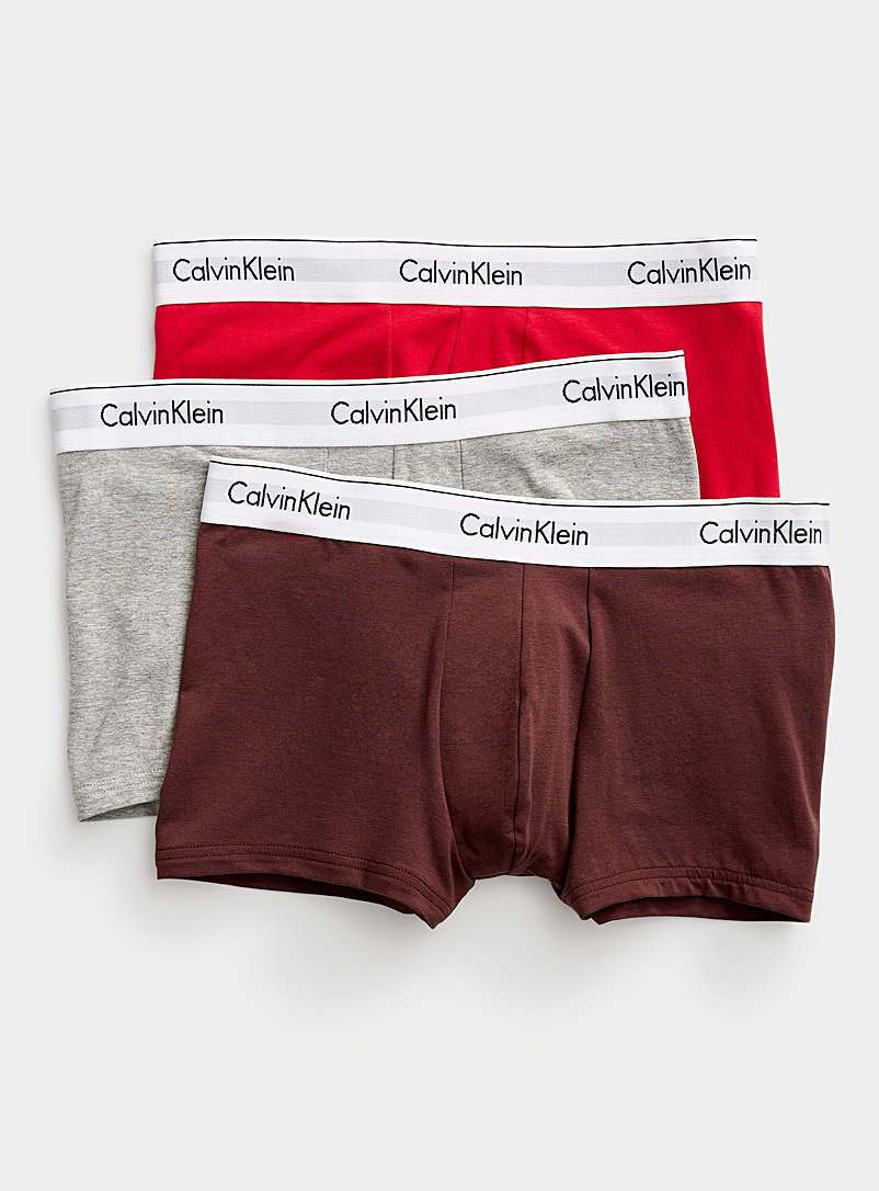 Calvin Klein Assorted red Modern Cotton Stretch trunks 3-pack for men
