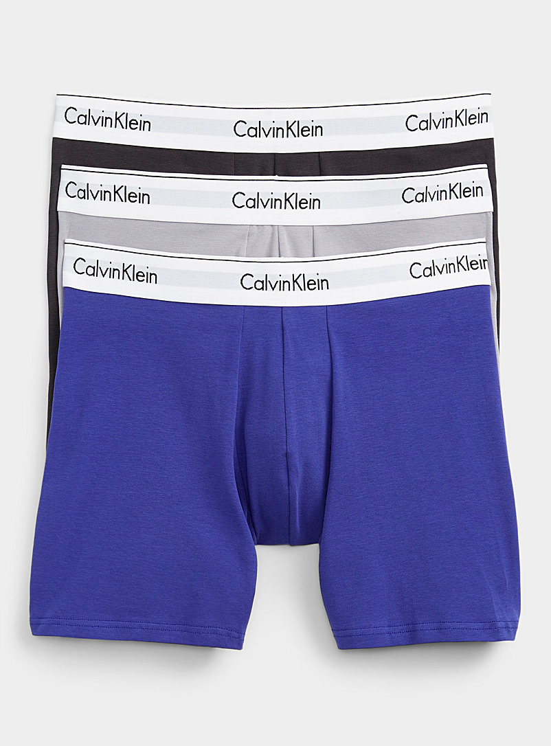 Calvin Klein: Les boxeurs longs Modern Cotton Stretch Emballage de 3 Bleu assorti pour homme