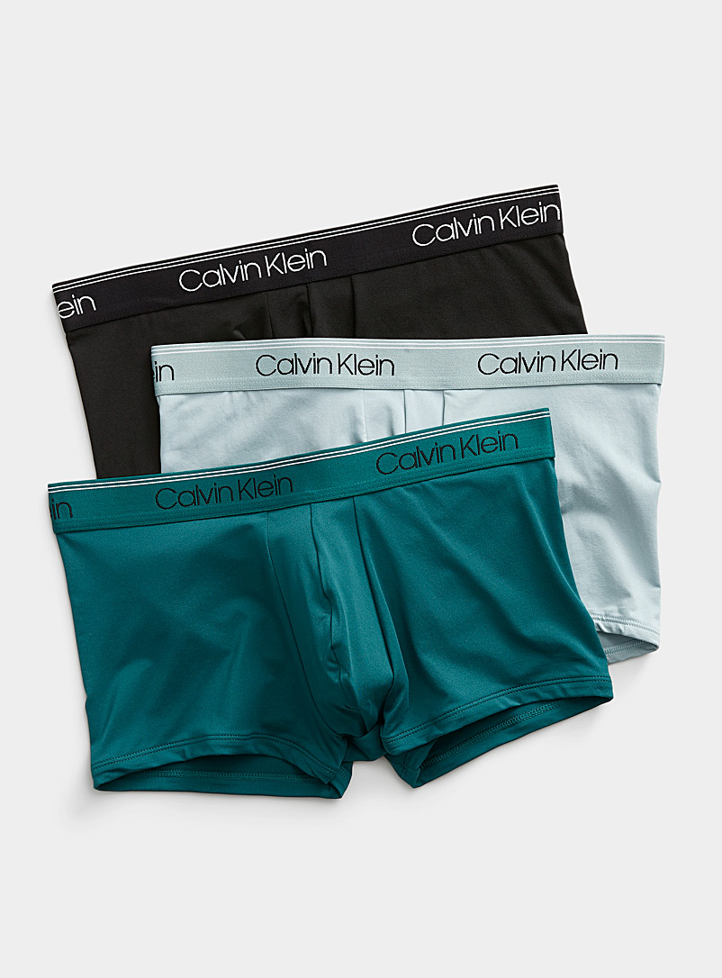 Calvin Klein: Les boxeurs courts Microfiber Stretch neutres Emballage de 3 Vert pour homme