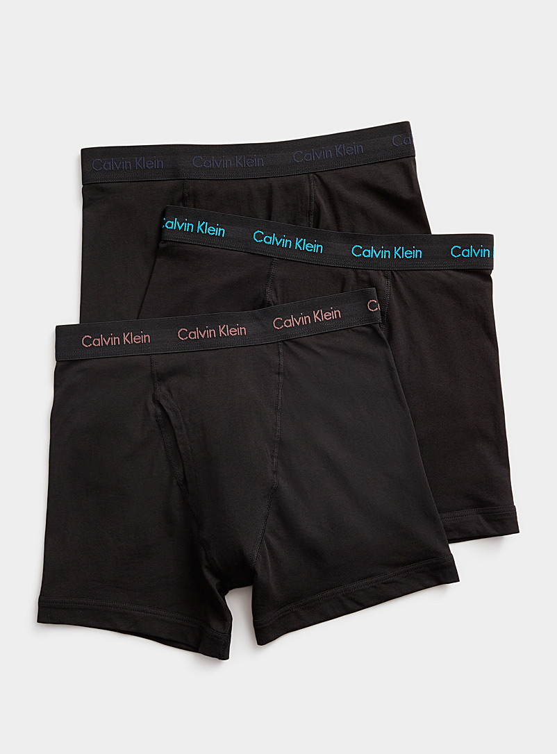 Calvin Klein: Les boxeurs longs Cotton Stretch logo coloré Emballage de 3 Noir pour homme