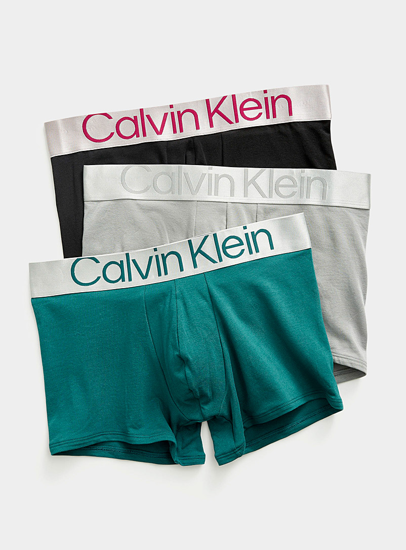 Calvin Klein: Les boxeurs longs Reconsidered Steel Emballage de 3 Noir à motifs pour homme