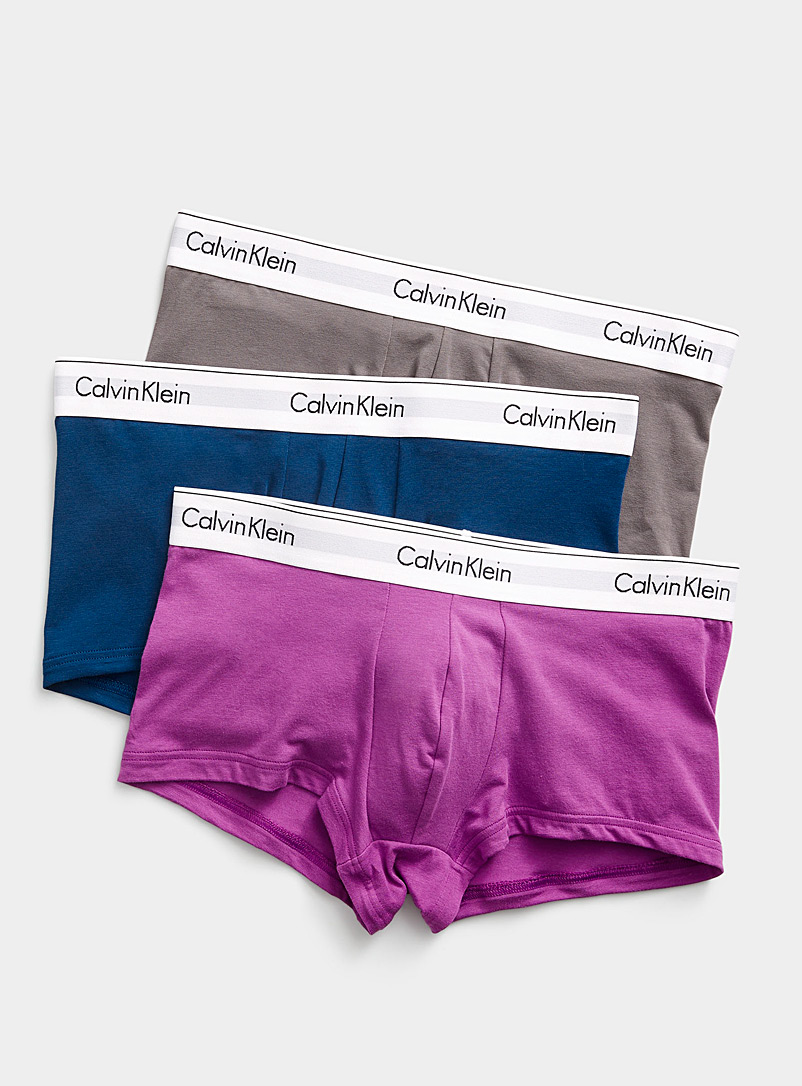 Calvin Klein Patterned Grey Modern Cotton Stretch colourful trunks 3-pack for men