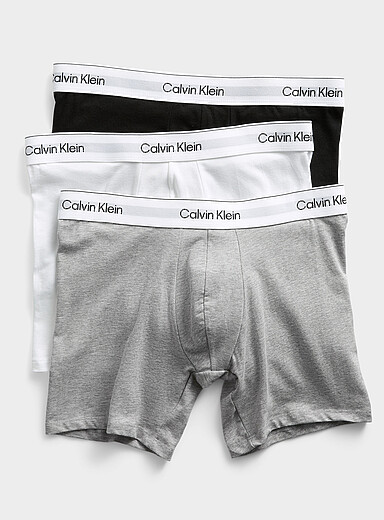 Calvin Klein Patterned Black 6" CK band boxer briefs Icon Cotton Stretch 3-pack for men