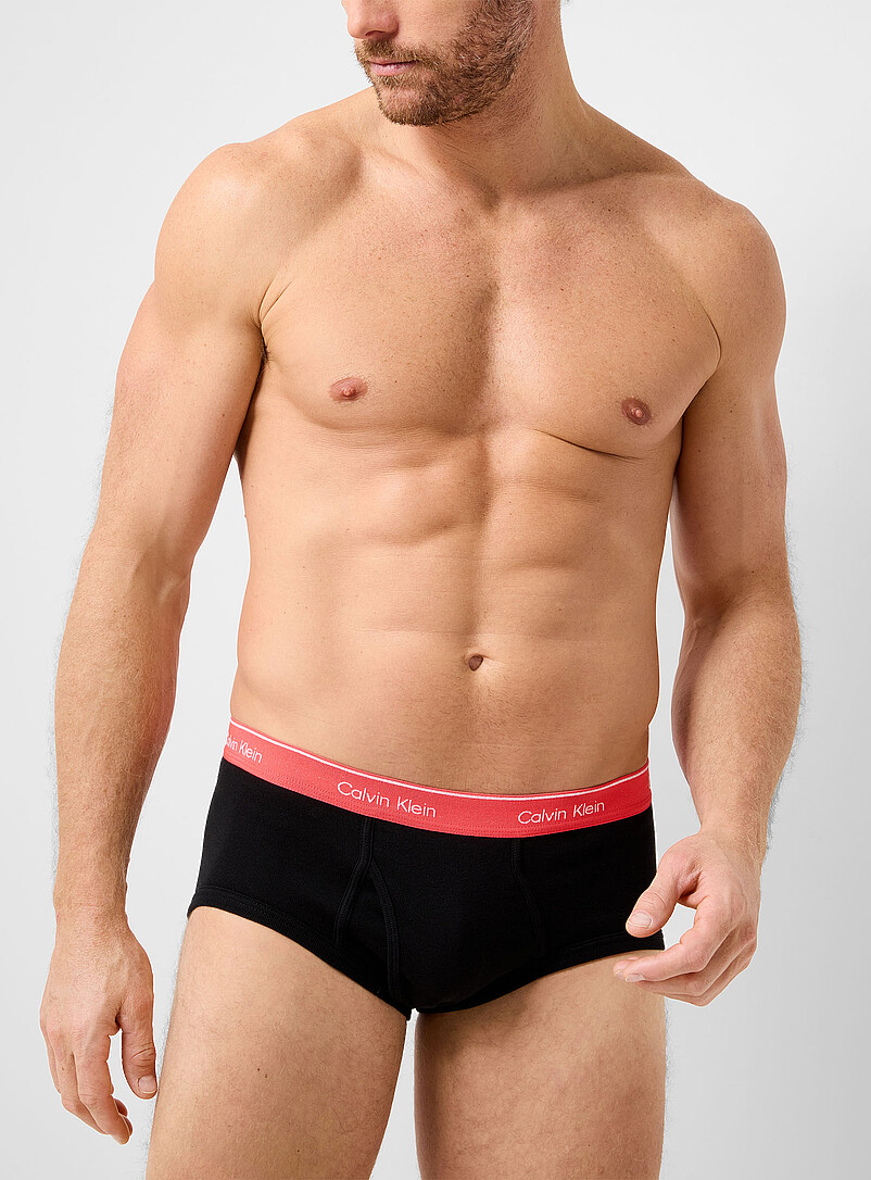 Calvin Klein: Les slips confortables fins logos Coton Noir &agrave; motifs pour homme