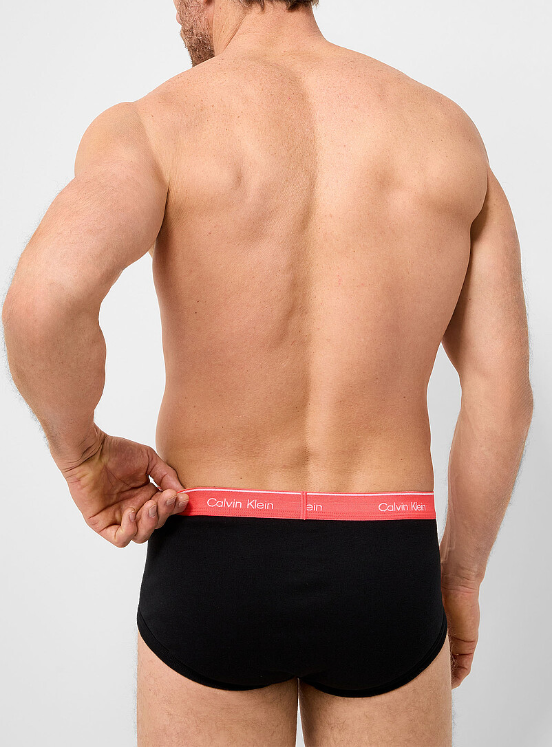 Calvin Klein: Les slips confortables fins logos Coton Noir &agrave; motifs pour homme