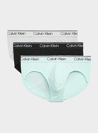 Les slips extensibles noir/gris/menthe Polyester recycl&eacute; Emballage de 3