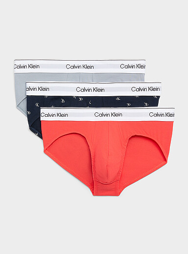 Grey/navy/red briefs Icon Cotton Stretch 3-pack