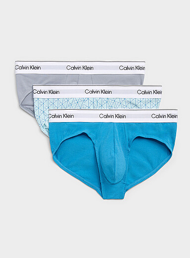 Grey/pattern/blue stretch briefs Icon Cotton Stretch 3-pack