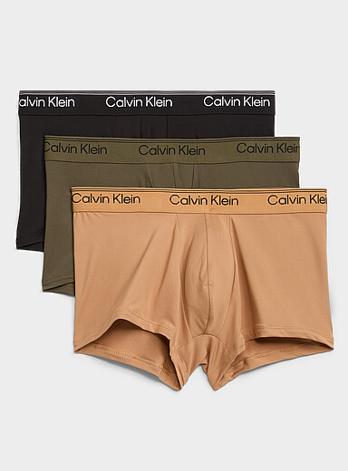 2.5" khaki/black/caramel low-rise trunks 3-pack