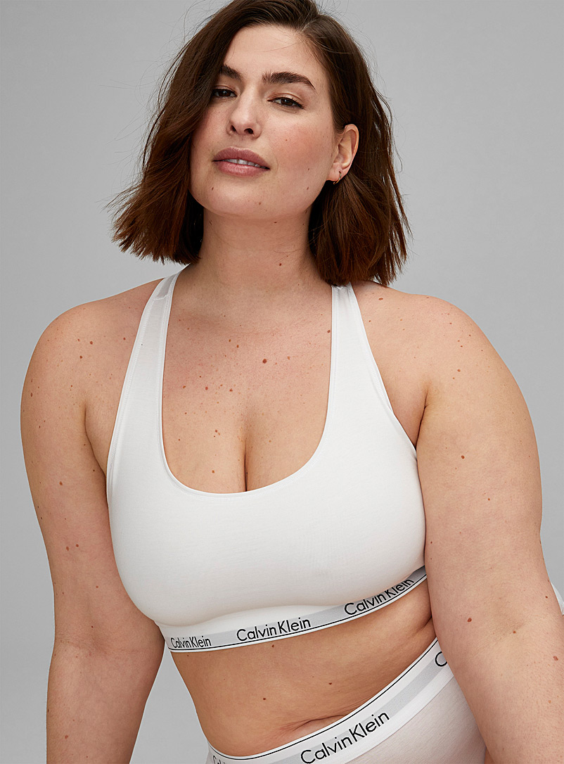 Calvin Klein: La bralette athlétique coton modal Taille plus Blanc pour femme