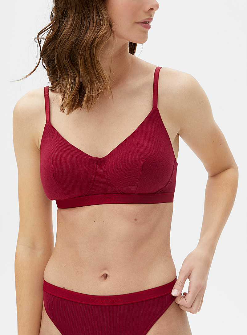 Calvin Klein Red Pure ribbed plunge bra for women