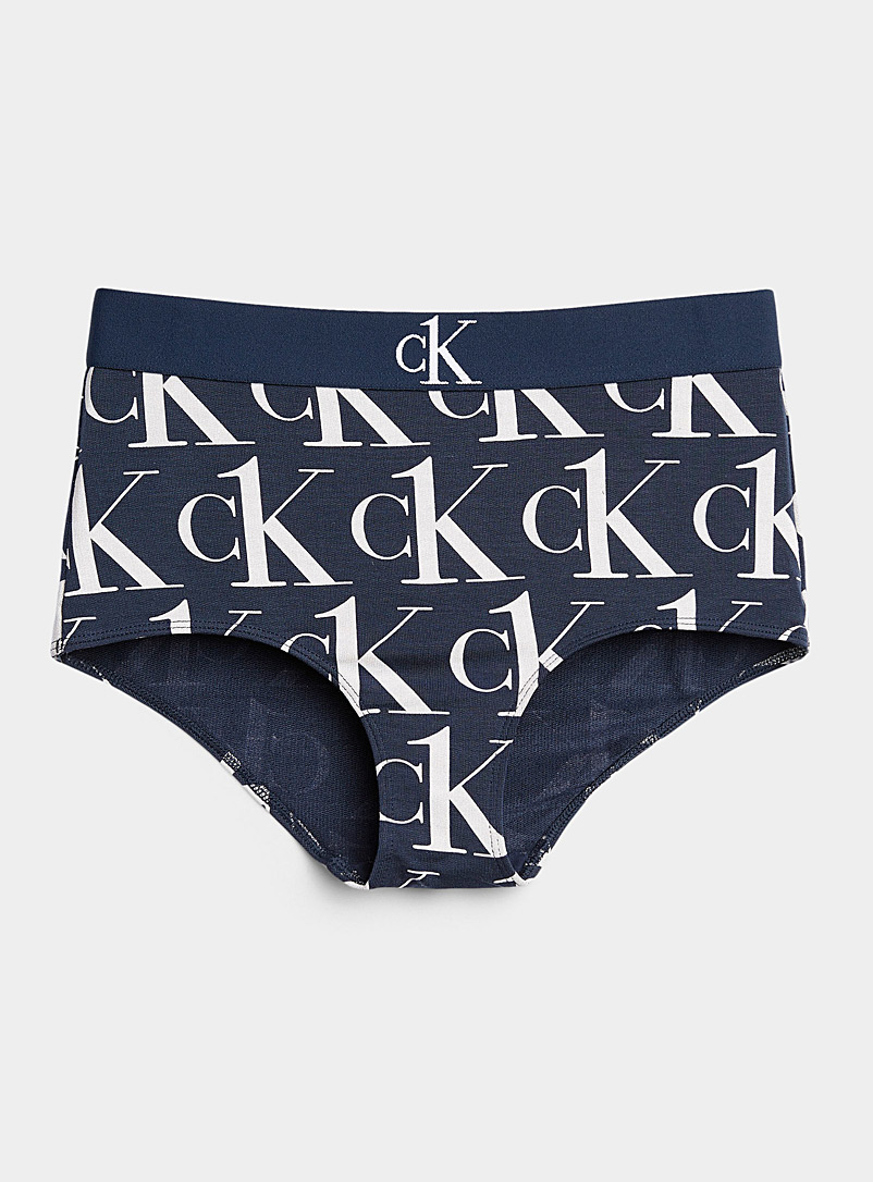 Calvin Klein Patterned Blue Graphic logo high-rise hipster for women