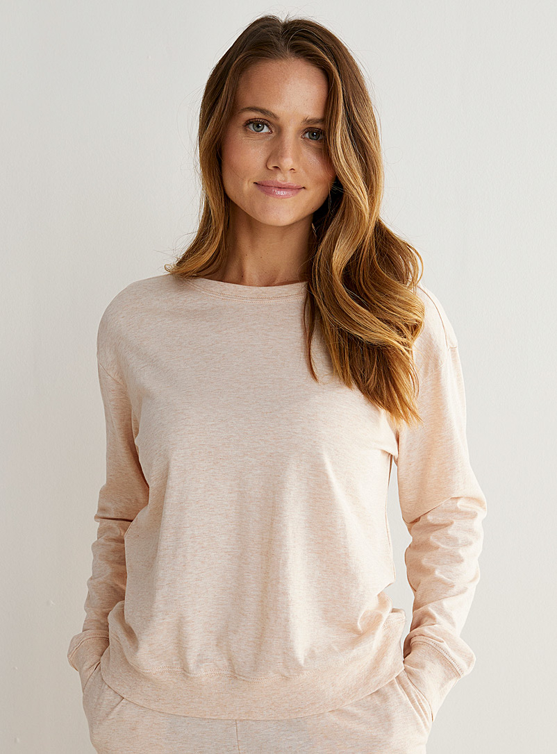 Calvin Klein: Le t-shirt détente épaules tombantes Beige crème pour femme