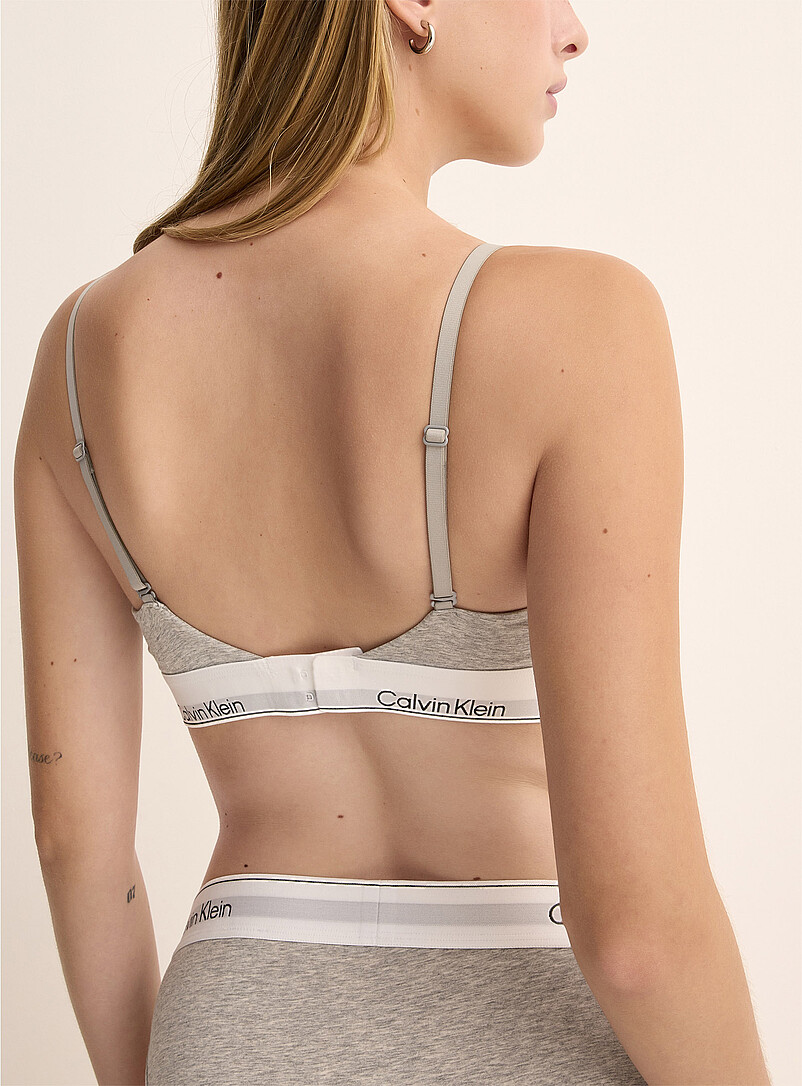 Calvin Klein: La bralette triangle classique Icon Gris pour femme