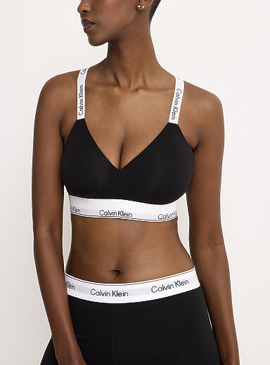 Calvin Klein: La bralette col V moul&eacute;e Icon Noir pour femme