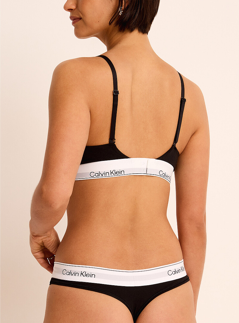 Calvin Klein: Le tanga extensible bande logo Coton et modal Blanc pour femme