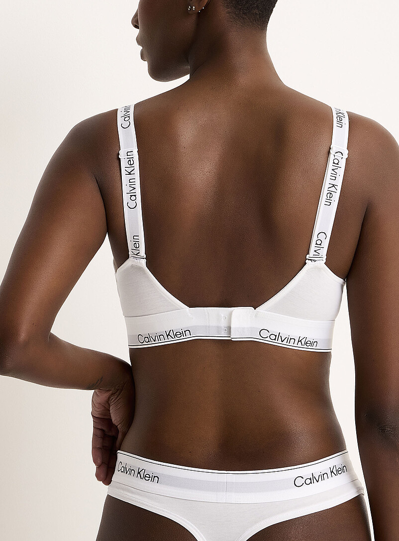 Calvin Klein: Le tanga extensible bande logo Coton et modal Blanc pour femme
