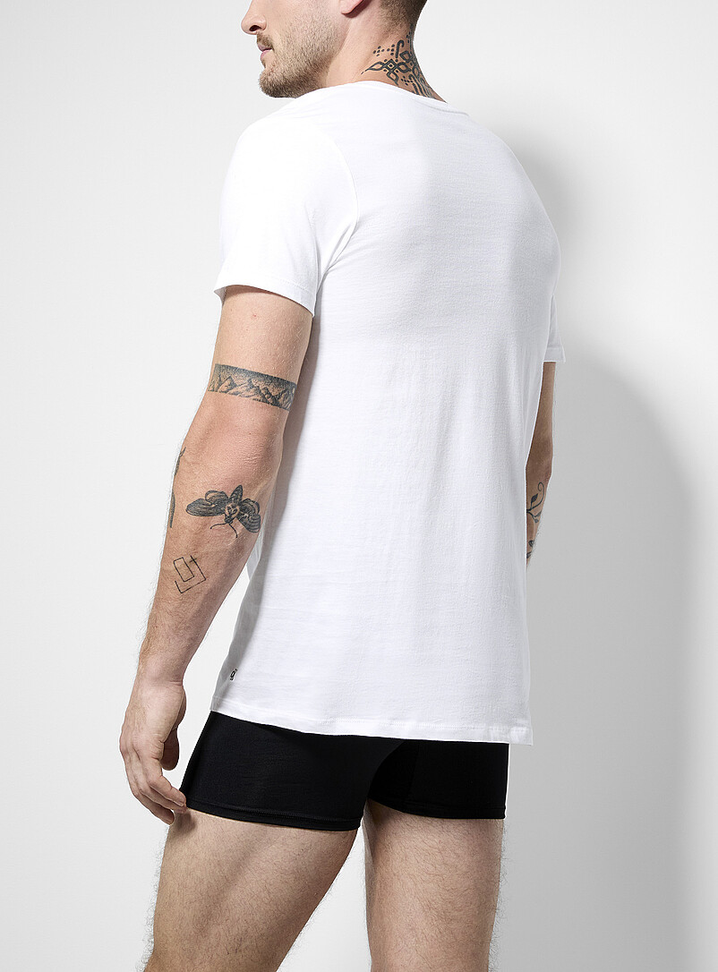 White pure cotton V-neck undershirts 3-pack product image 2