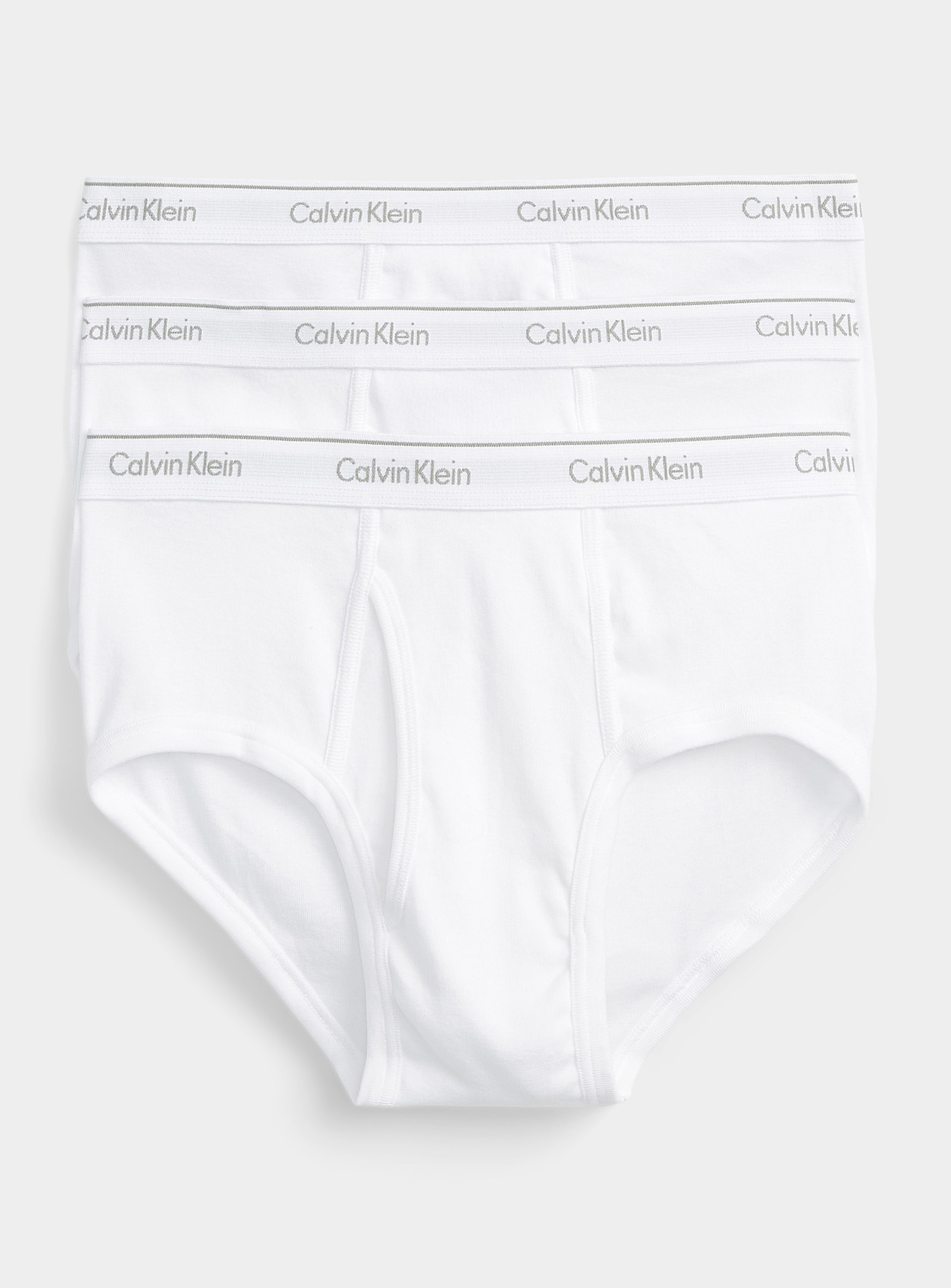 Shop Calvin Klein Classic 100% Cotton Briefs 3-pack In White