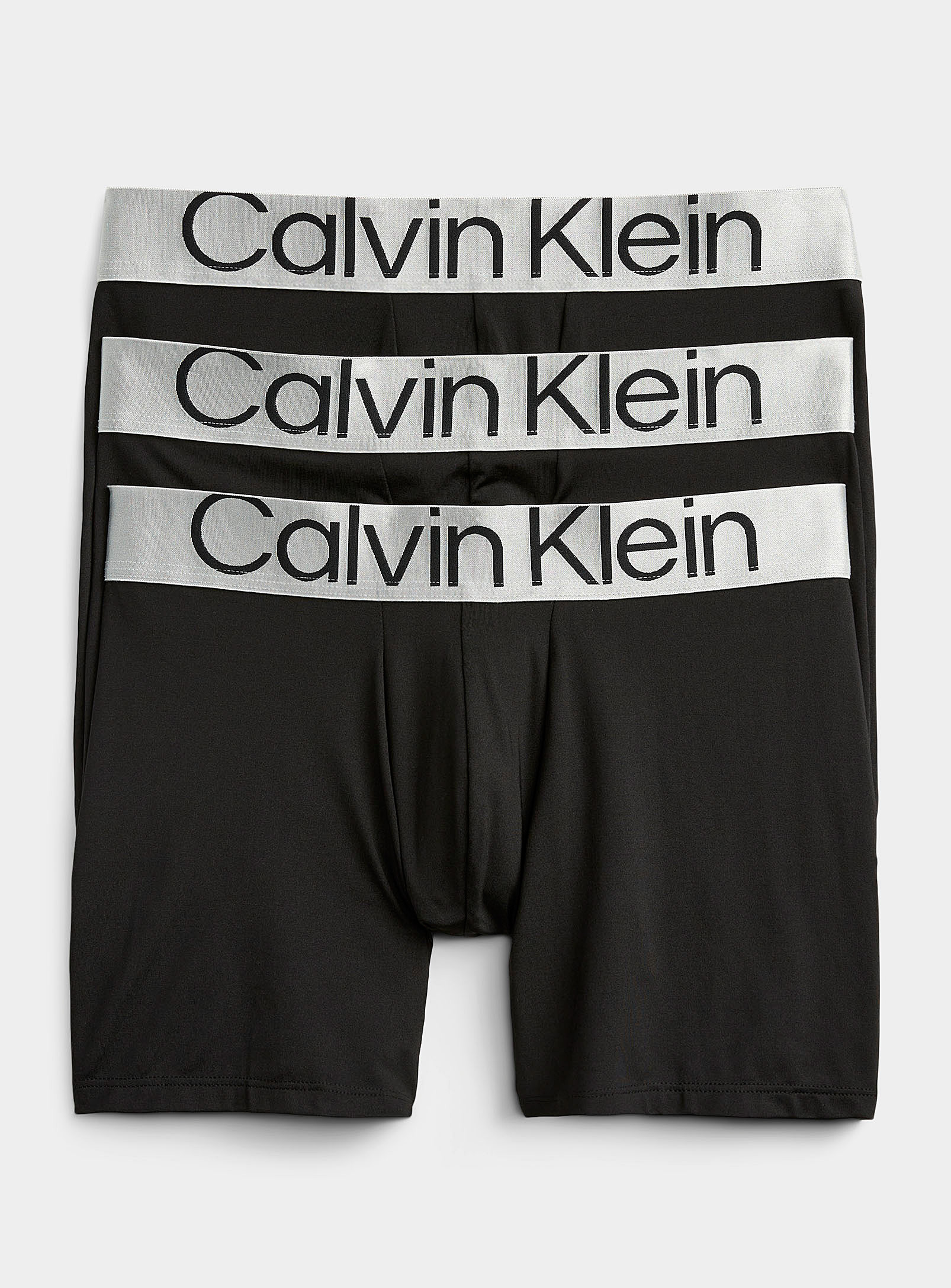 Calvin Klein Reconsidered Steel Silver-waist Boxer Briefs 3-pack In Black