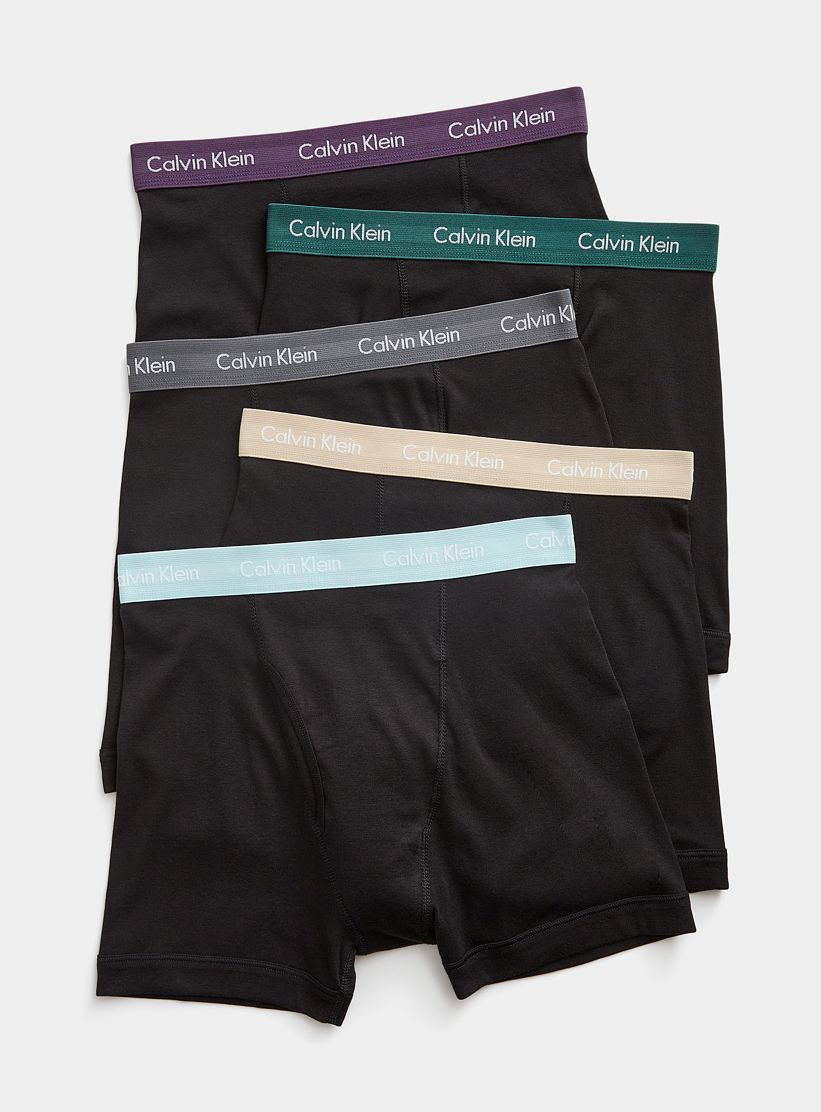 Calvin Klein Neutral-coloured Band Pure Cotton Boxer Briefs 5-pack In Patterned Black