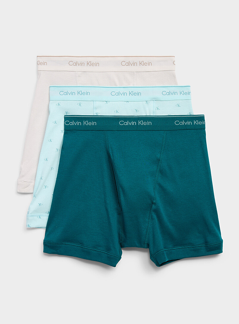 5" Beige/blue/teal Boxer Briefs Cotton 3-Pack