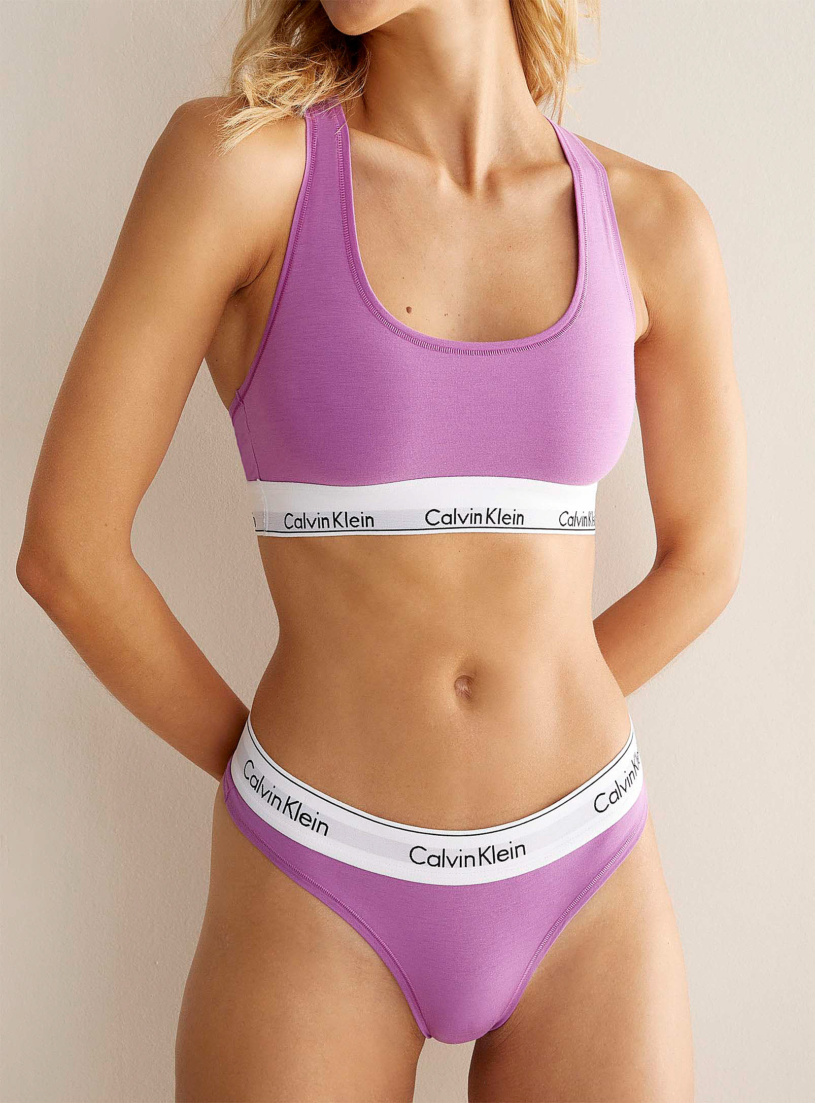 Calvin Klein Modern Cotton Thong In Purple