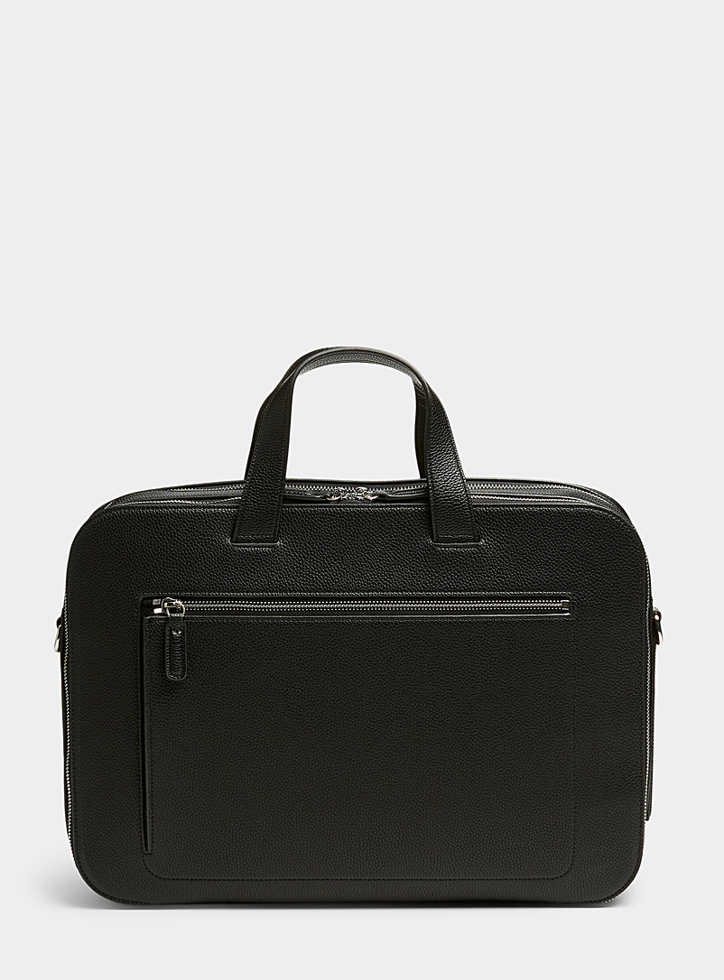 Le 31 Black Pebbled leather briefcase for men