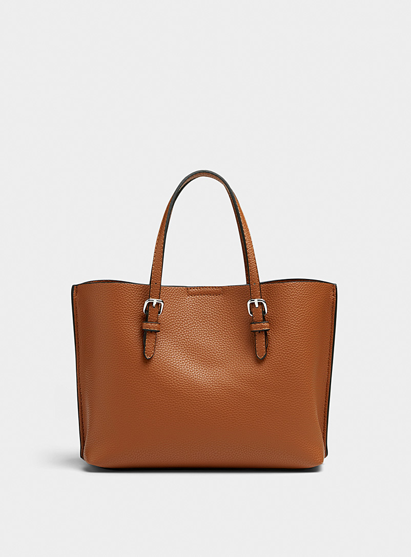 Simons Brown Small minimalist recycled tote for women