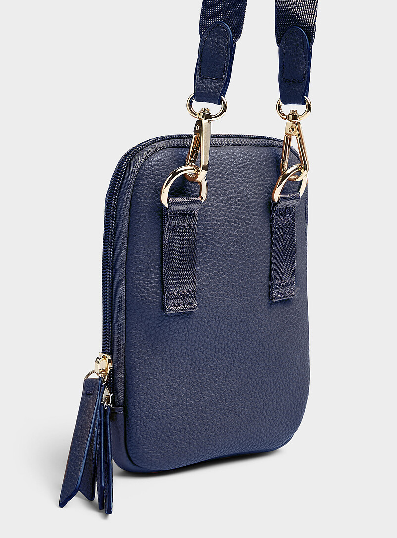 Simons: La pochette pour t&eacute;l&eacute;phone zipp&eacute;e textur&eacute; Noir pour femme