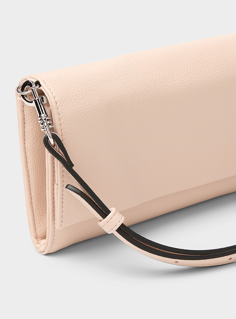Simons Black Crossbody pebbled bifold wallet for women