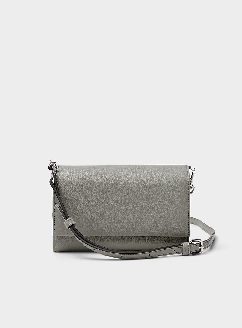 Simons Black Crossbody pebbled bifold wallet for women