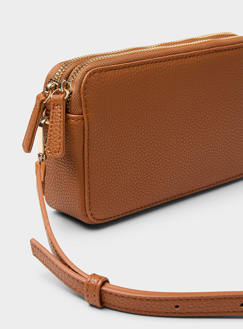 Simons: Le sac bandouli&egrave;re minimaliste double compartiment Noir pour femme