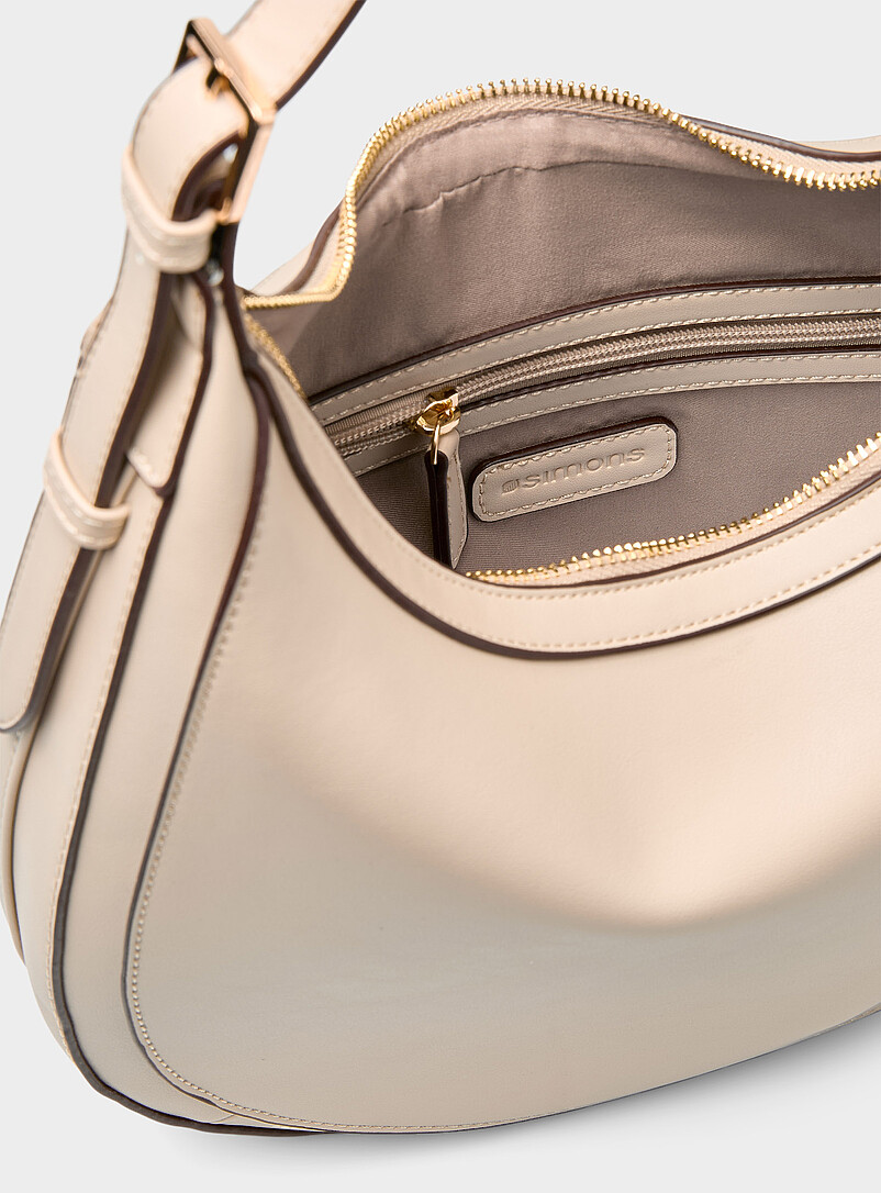 Simons Black Solid rounded hobo bag for women
