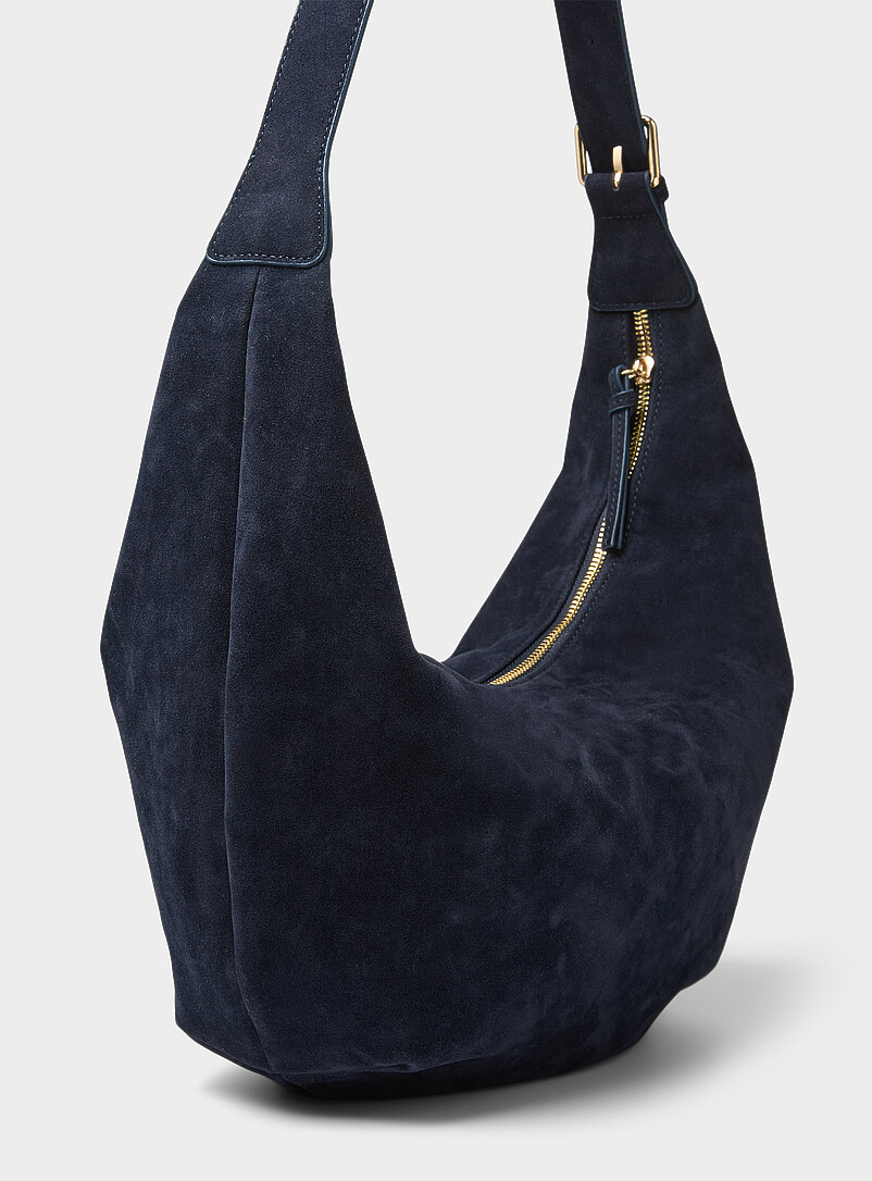 Simons: Le sac besace arrondi souple Bleu marine - Bleu nuit pour femme