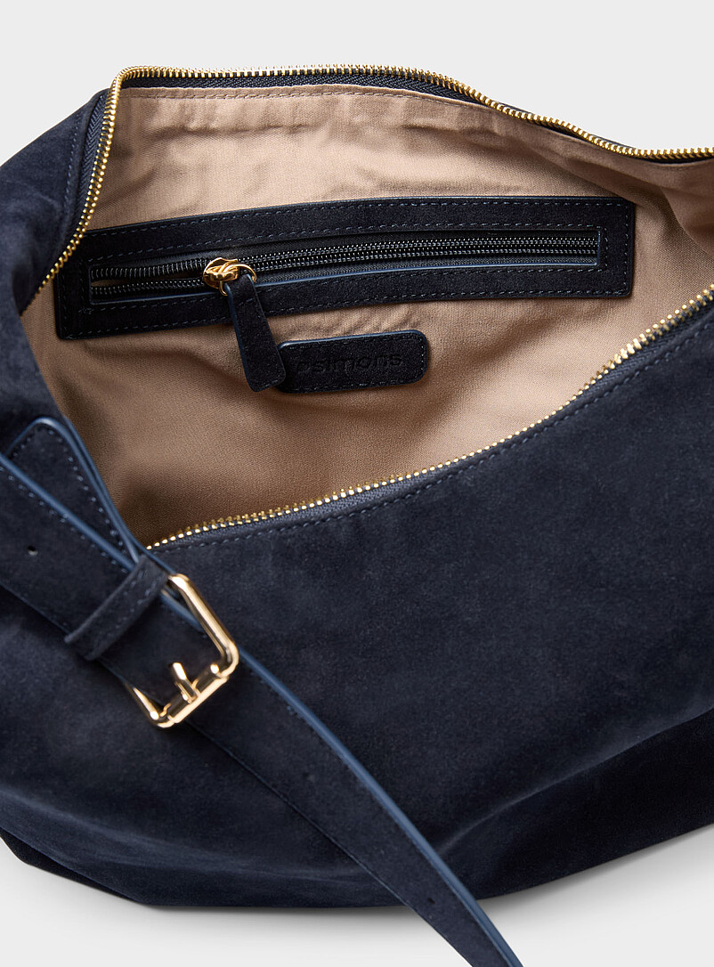 Simons: Le sac besace arrondi souple Bleu marine - Bleu nuit pour femme