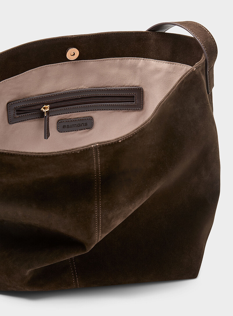 Simons: Le sac besace carr&eacute; souple Taupe pour femme