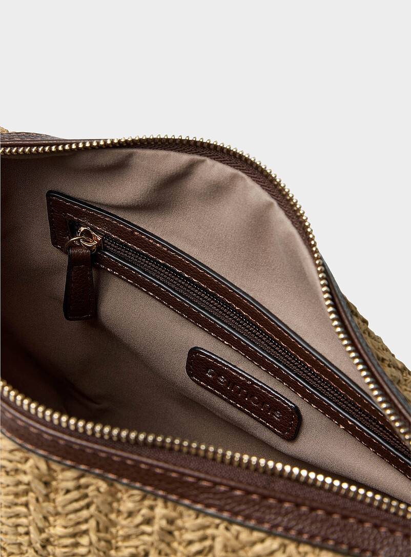 Simons: Le sac besace paille tress&eacute;e coins repli&eacute;s Vert pistache - Menthe pour femme