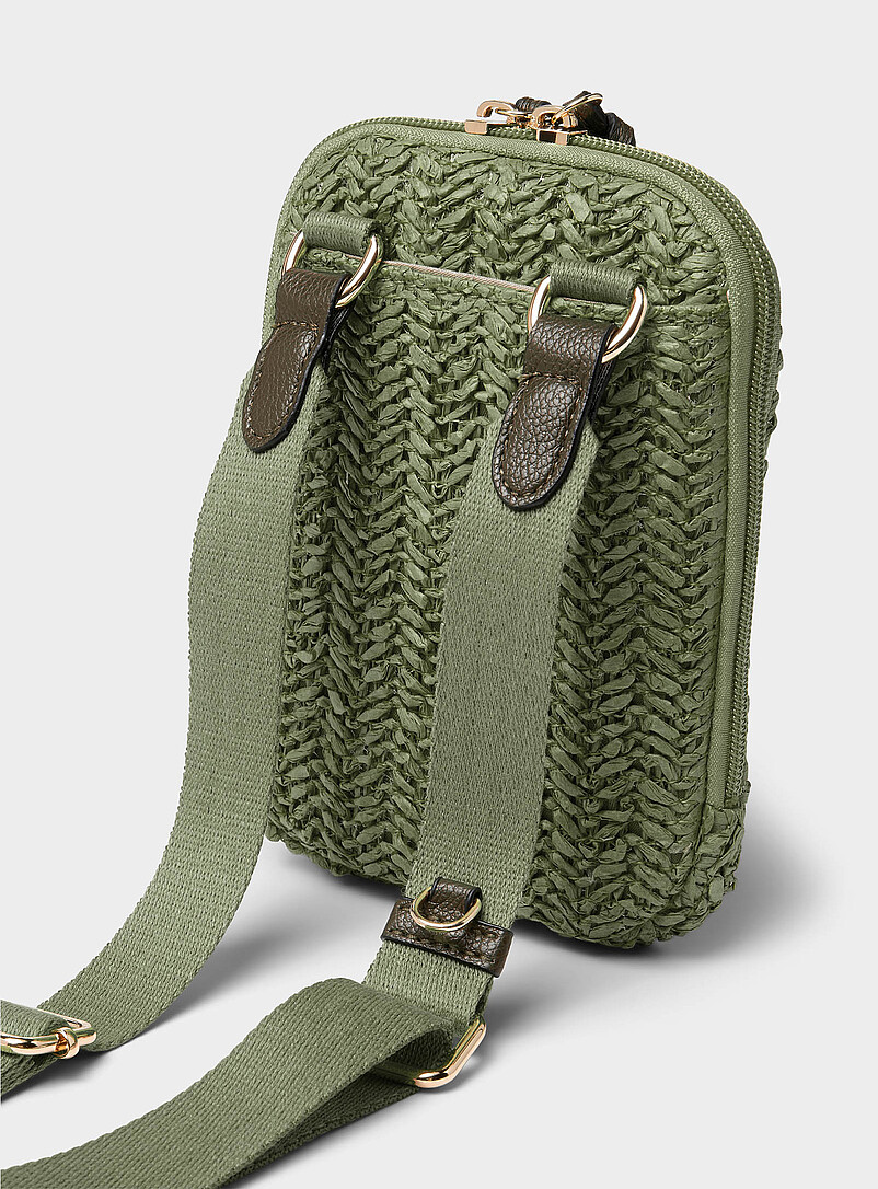 Simons: La pochette pour t&eacute;l&eacute;phone paille tress&eacute;e Miel - Chameau pour femme