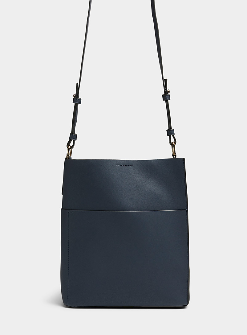 Simons Dark Blue Canvas-strap tote and clutch for women
