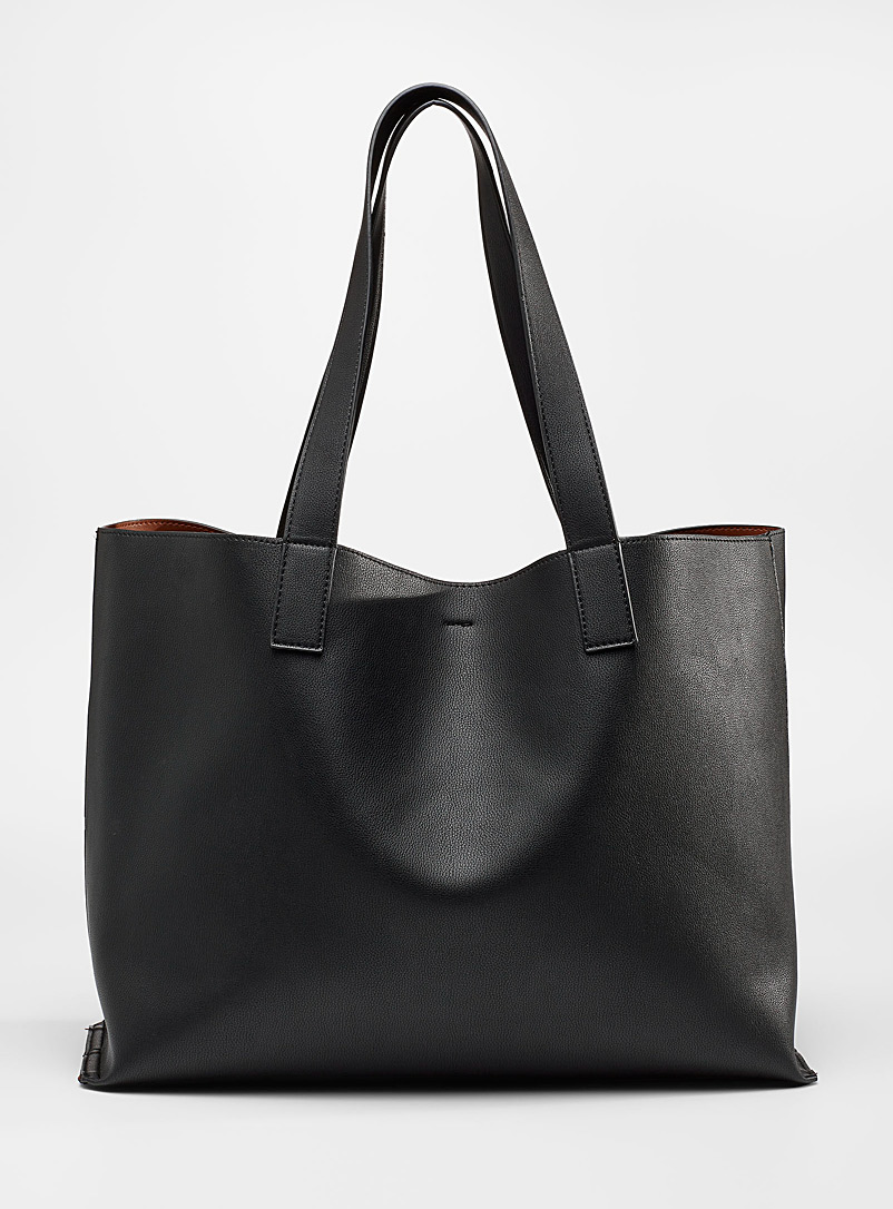 Simons Black Oversized tote with clutch for women