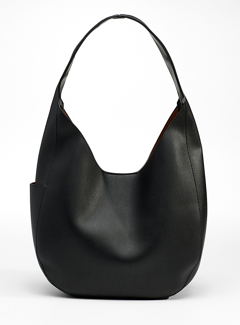 Simons: Le sac besace arrondi Noir pour femme