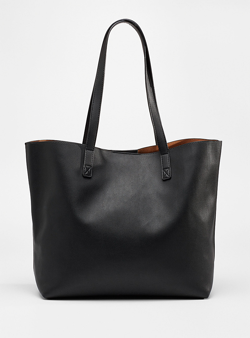 Simons Black Minimalist tote with clutch for women
