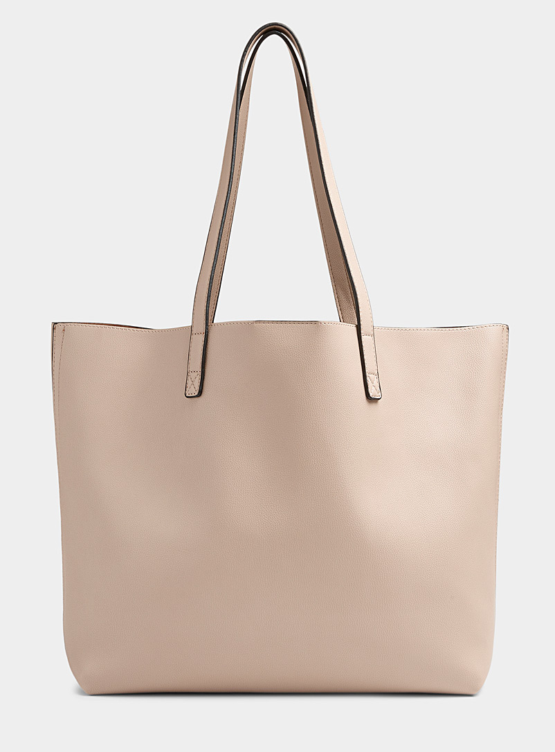 Simons Cream Beige Minimalist tote with clutch for women